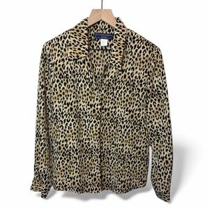 Vintage Norton McNaughton Cheetah Print Button Down Blouse 10P